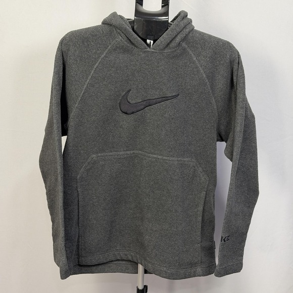 Nike Tops - Nike Hoodie Youth Large 12-14 Gray Fleece Pullover Swoosh‎ Logo Sweatshirt